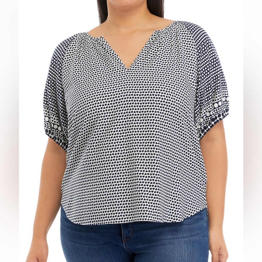 Philosophy Black & White Heart Printed Blouse